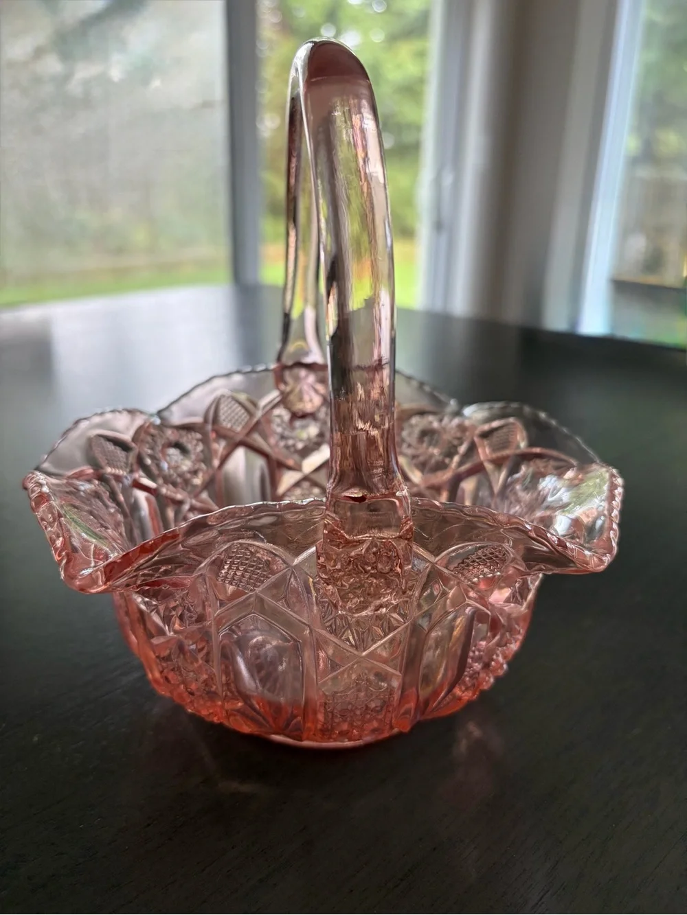 Vintage L.E. Smith Carnival Glass Basket